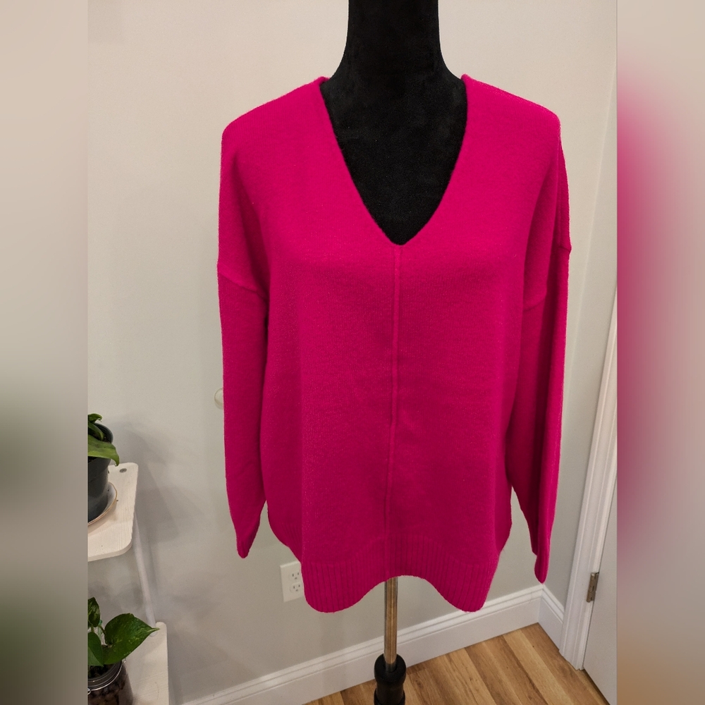 Women's V-Neck Sweater - Pink Size L/XL